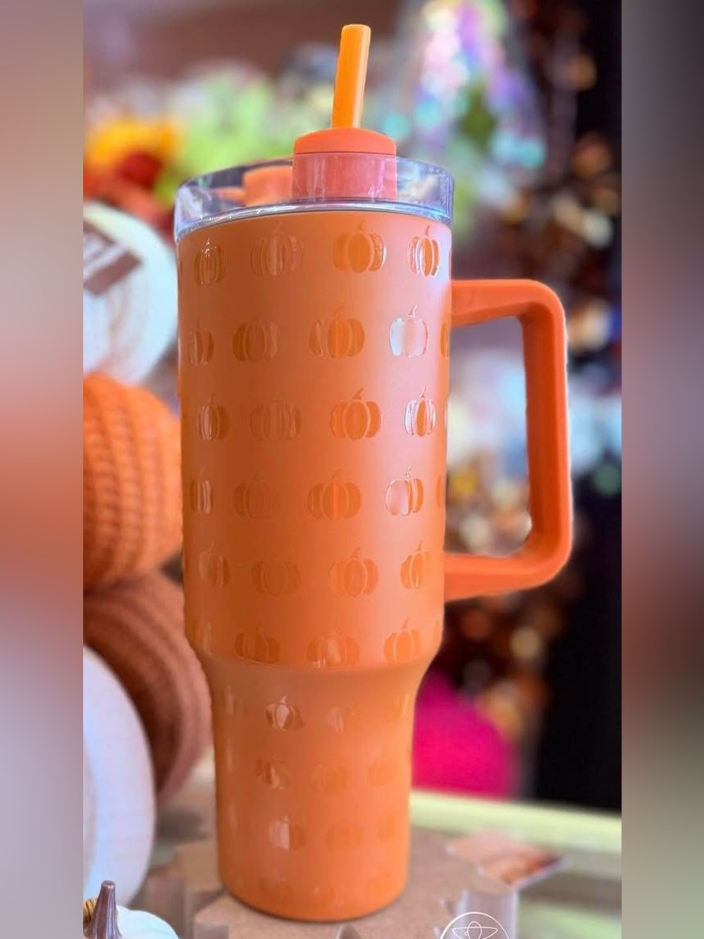 Orange Pumpkin-Patterned 40oz Tumbler